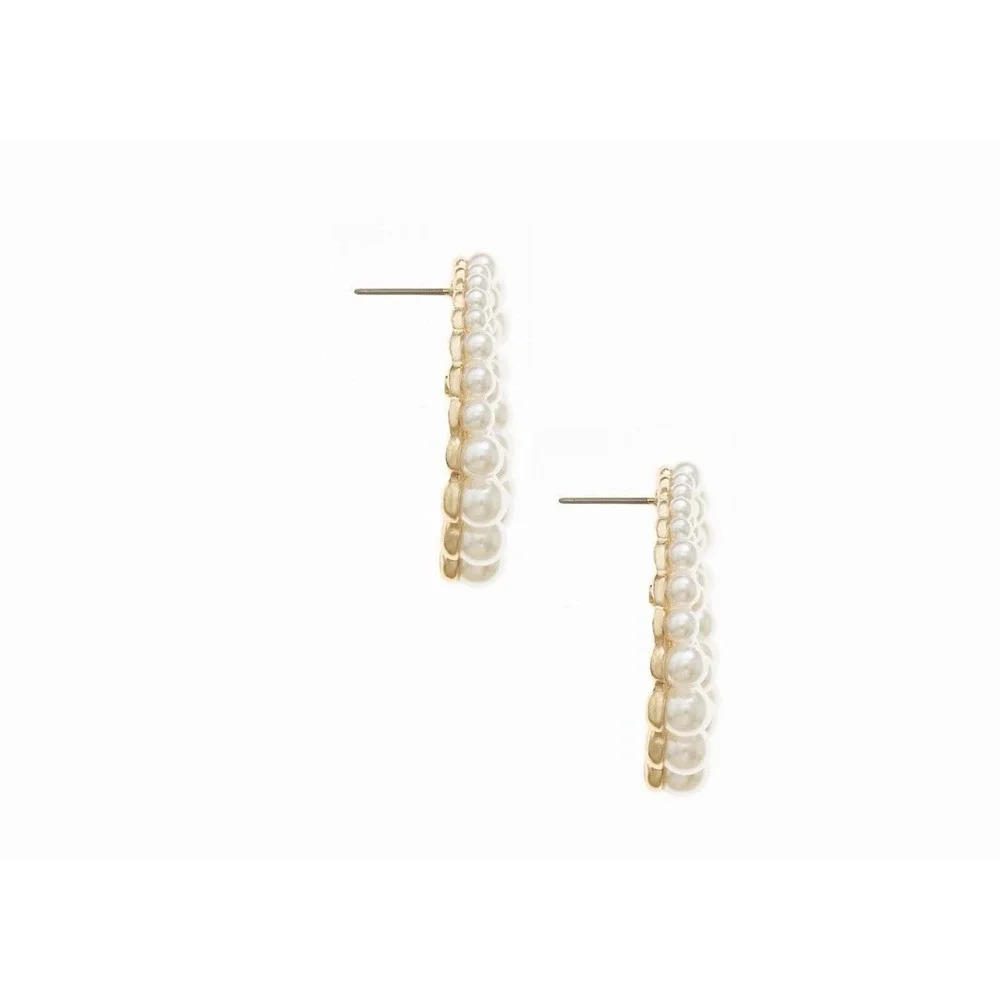 Ettika Blushing Pearl Earrings Round Circular Shape- 18k Gold Plated (BRAND NEW)